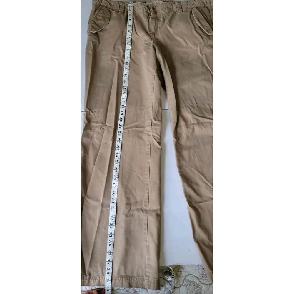 Old Navy Womens 16 Khaki Cargo Pants Wide Leg Utility Y2K Skater Cotton Tan